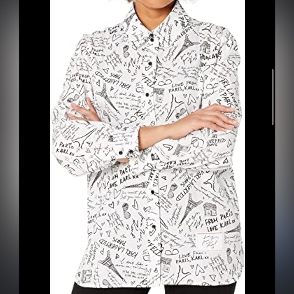 Karl Lagerfeld Printed Button Down Shirt sz M nwot